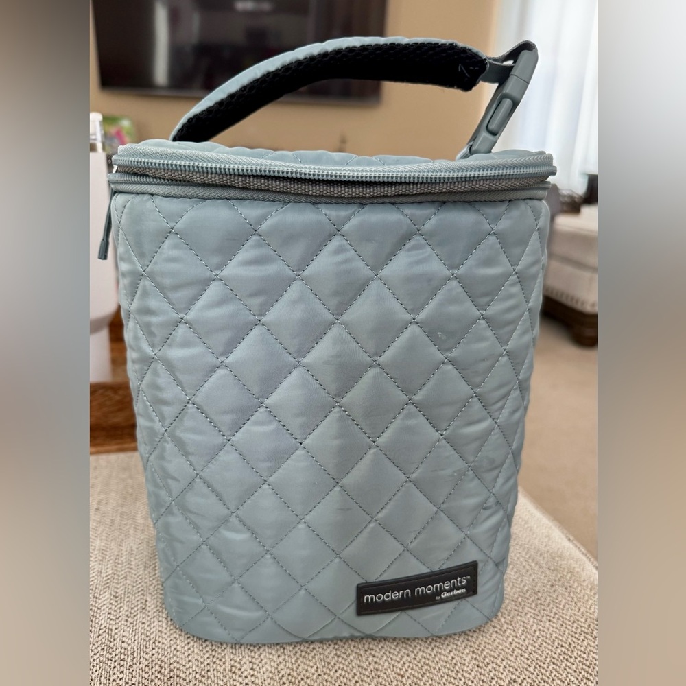 Quilted Insulated Bag in Light Blue